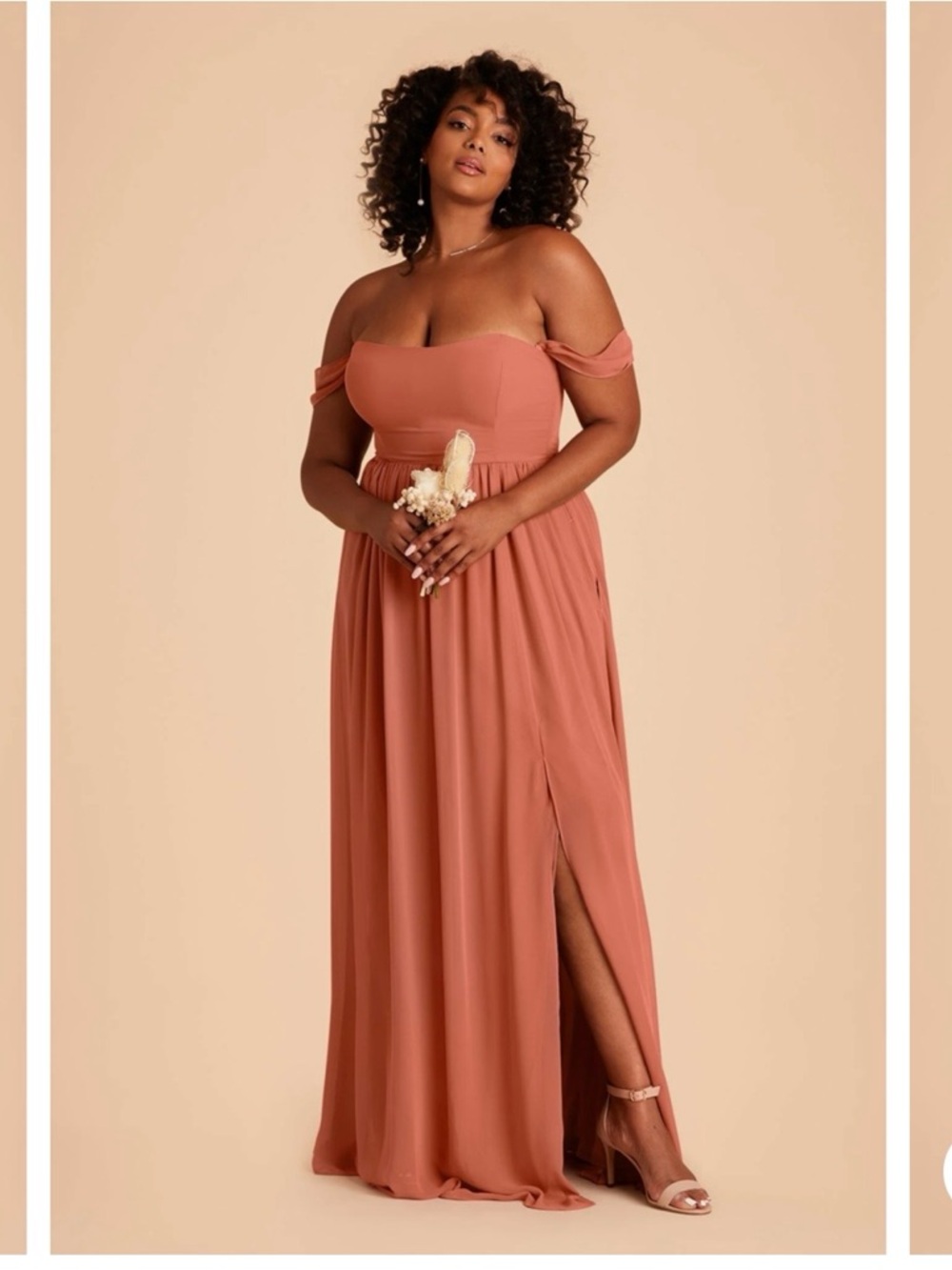 Birdy Grey One-Shoulder Maxi Dress in Terracotta Rose